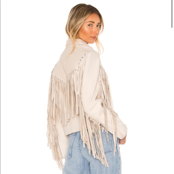 Understated Leather Mustang Jacket Marshmellow Leather Beige Fringe - Picture 8 of 13